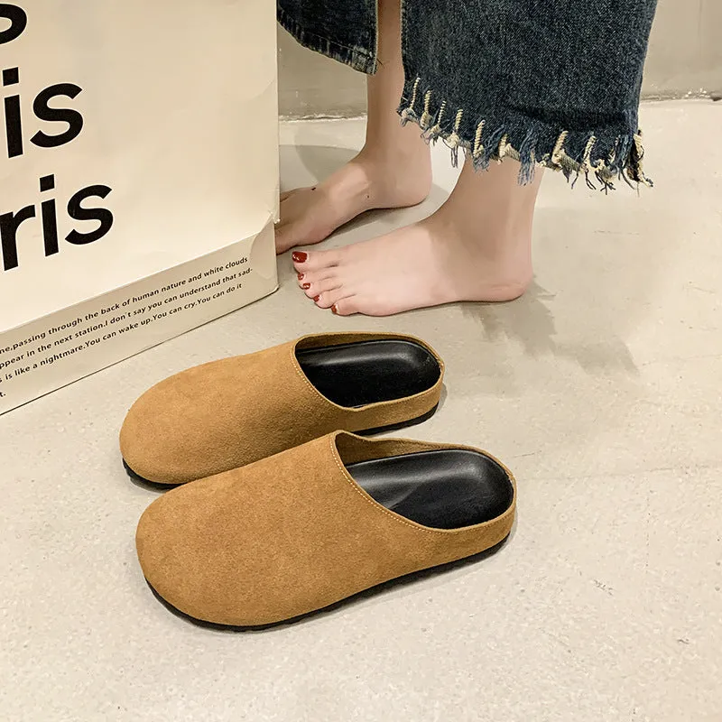 Comfortable Casual Shoes Thick Sole Packable Half Slippers Women 2024 Versatile Soft Sole Buckle Slip-On Shoes