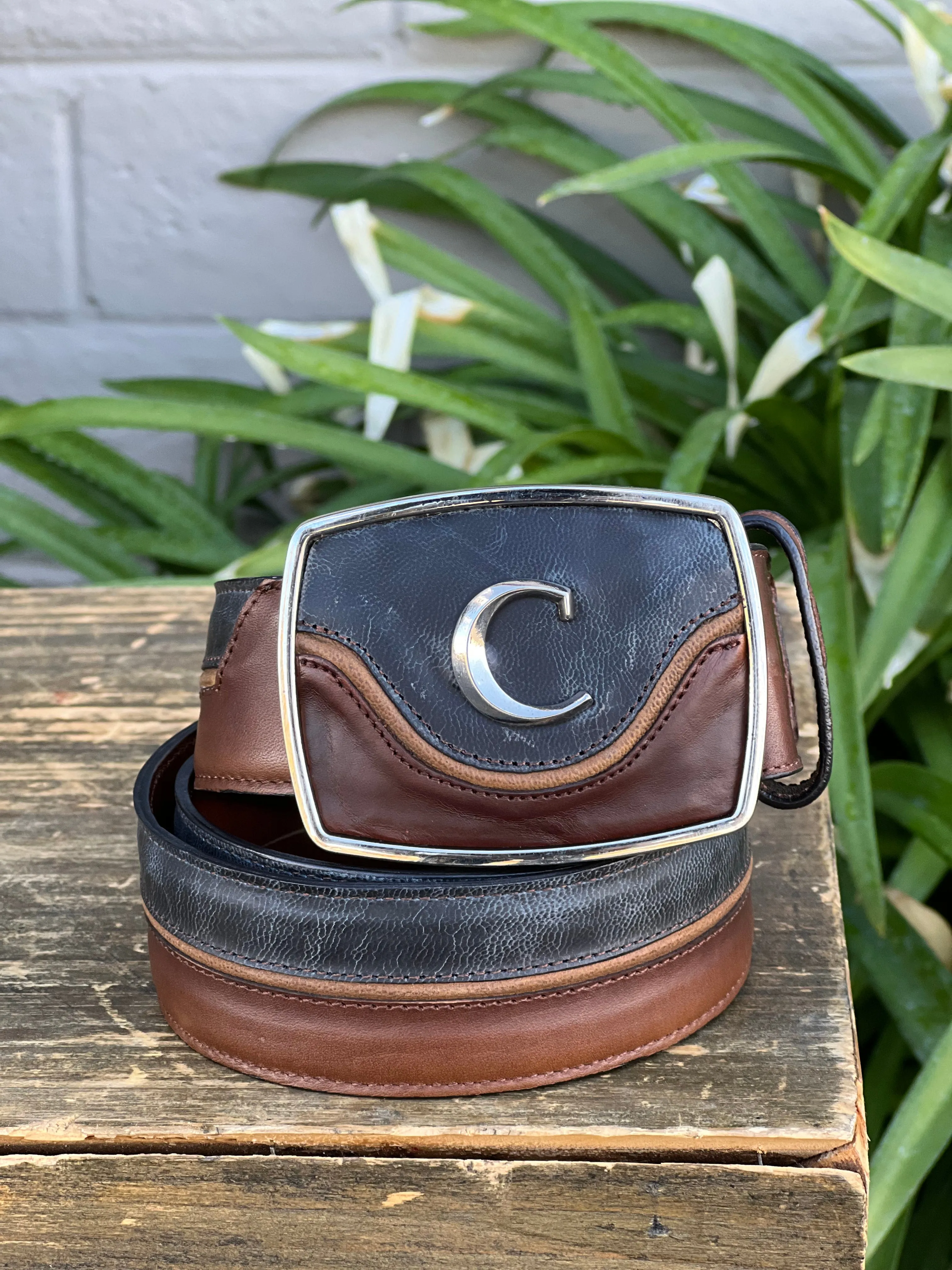 Cuadra Desert Navy Blue Modern Leather Belt