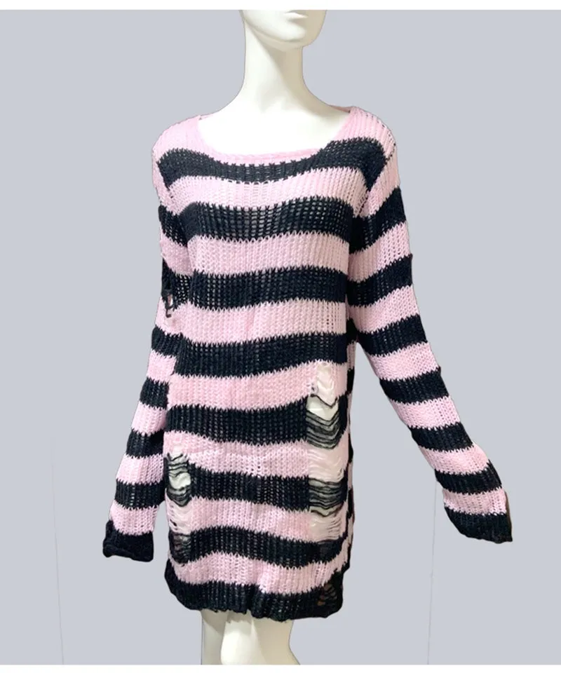 Dark Loose  Tearing Elastic Neutral Sweater