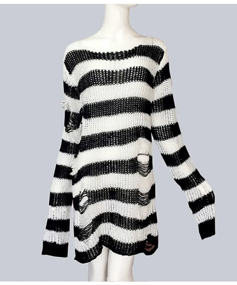 Dark Loose  Tearing Elastic Neutral Sweater