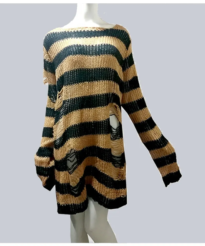 Dark Loose  Tearing Elastic Neutral Sweater