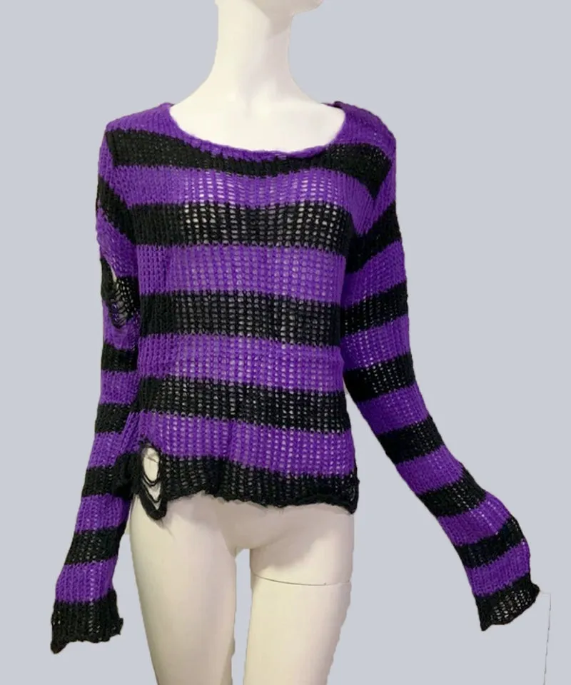 Dark Loose  Tearing Elastic Neutral Sweater