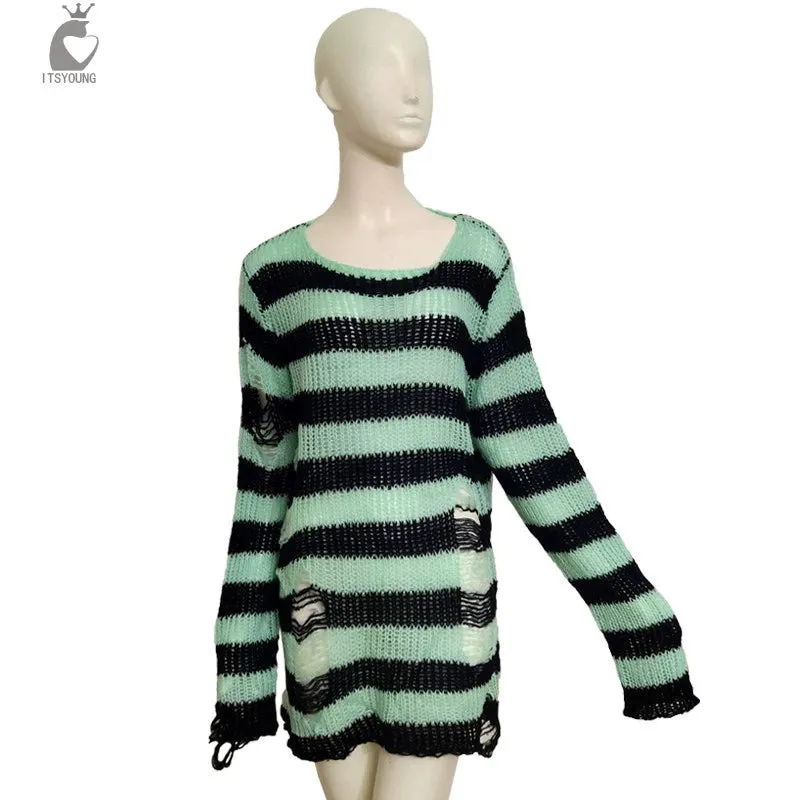 Dark Loose  Tearing Elastic Neutral Sweater