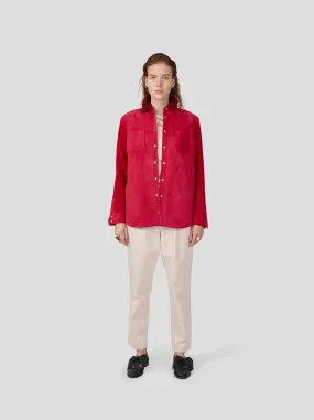 Dori overshirt in fuchsia suede