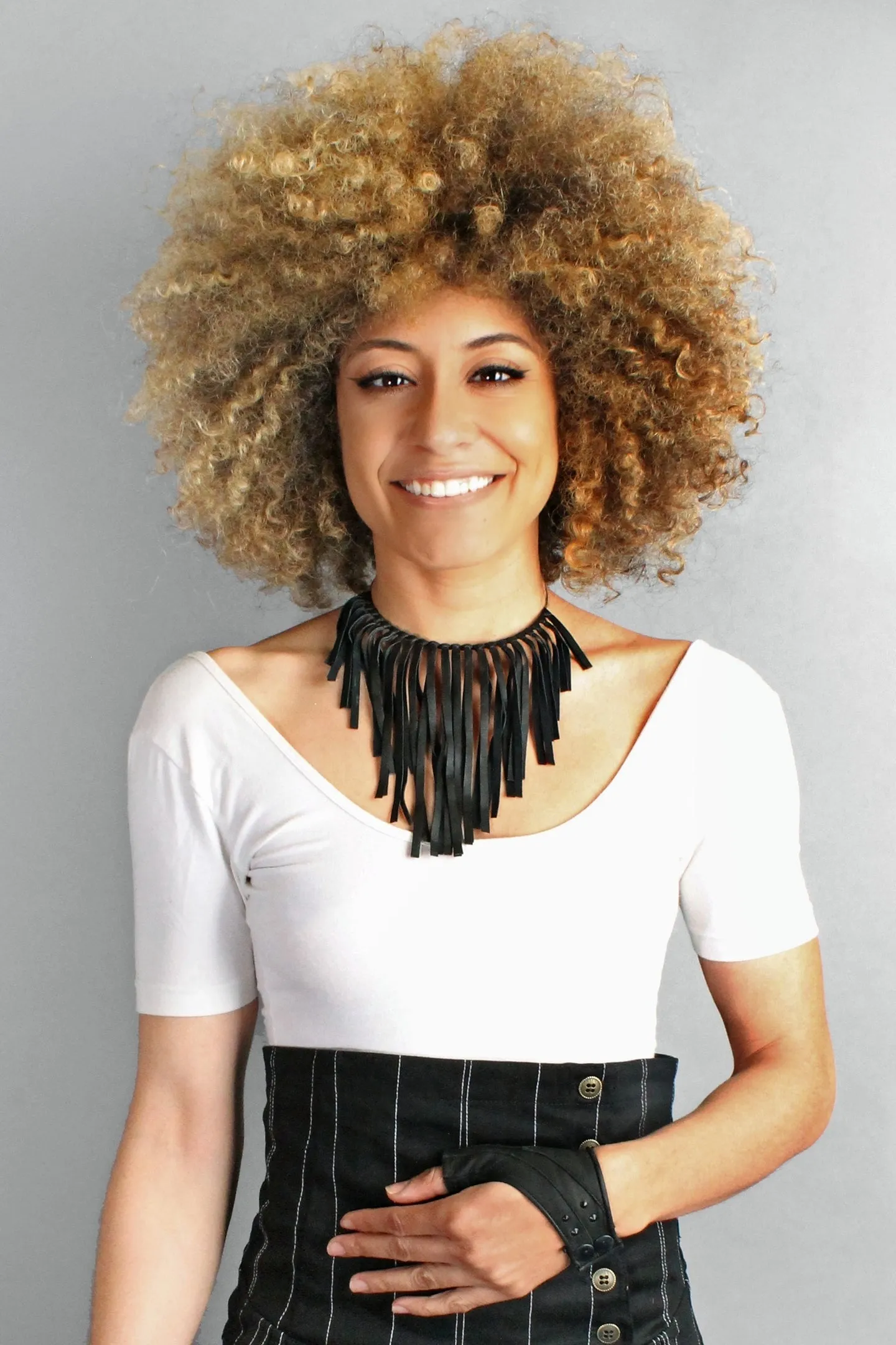 Five and Diamond Fringe Choker - Black