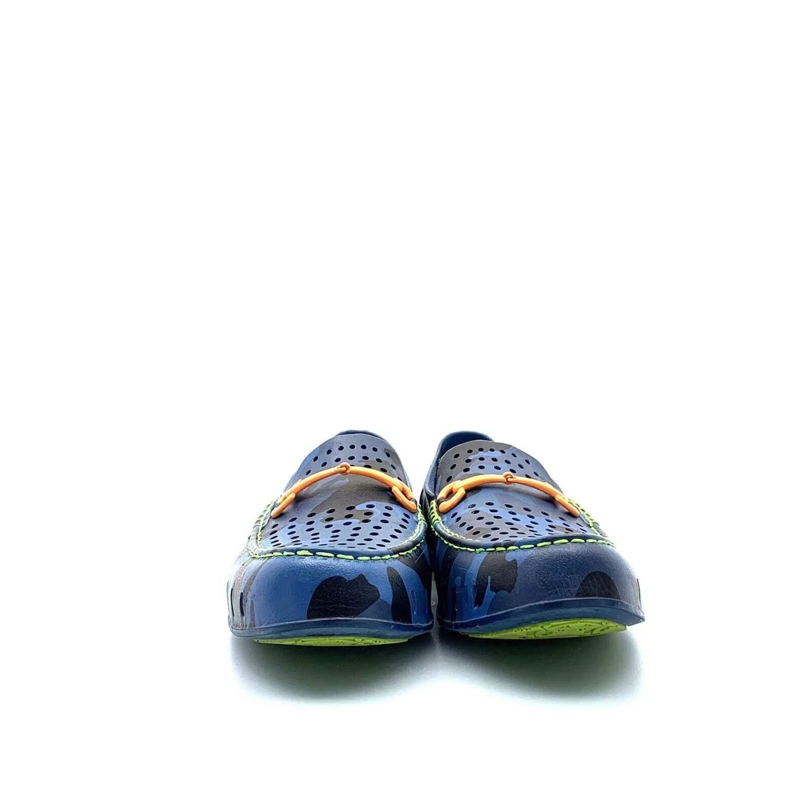 Floafers Mens Blue Camo Water Shoes | Size 11D | Durable Slip-On | Orange Chairman Bit | New