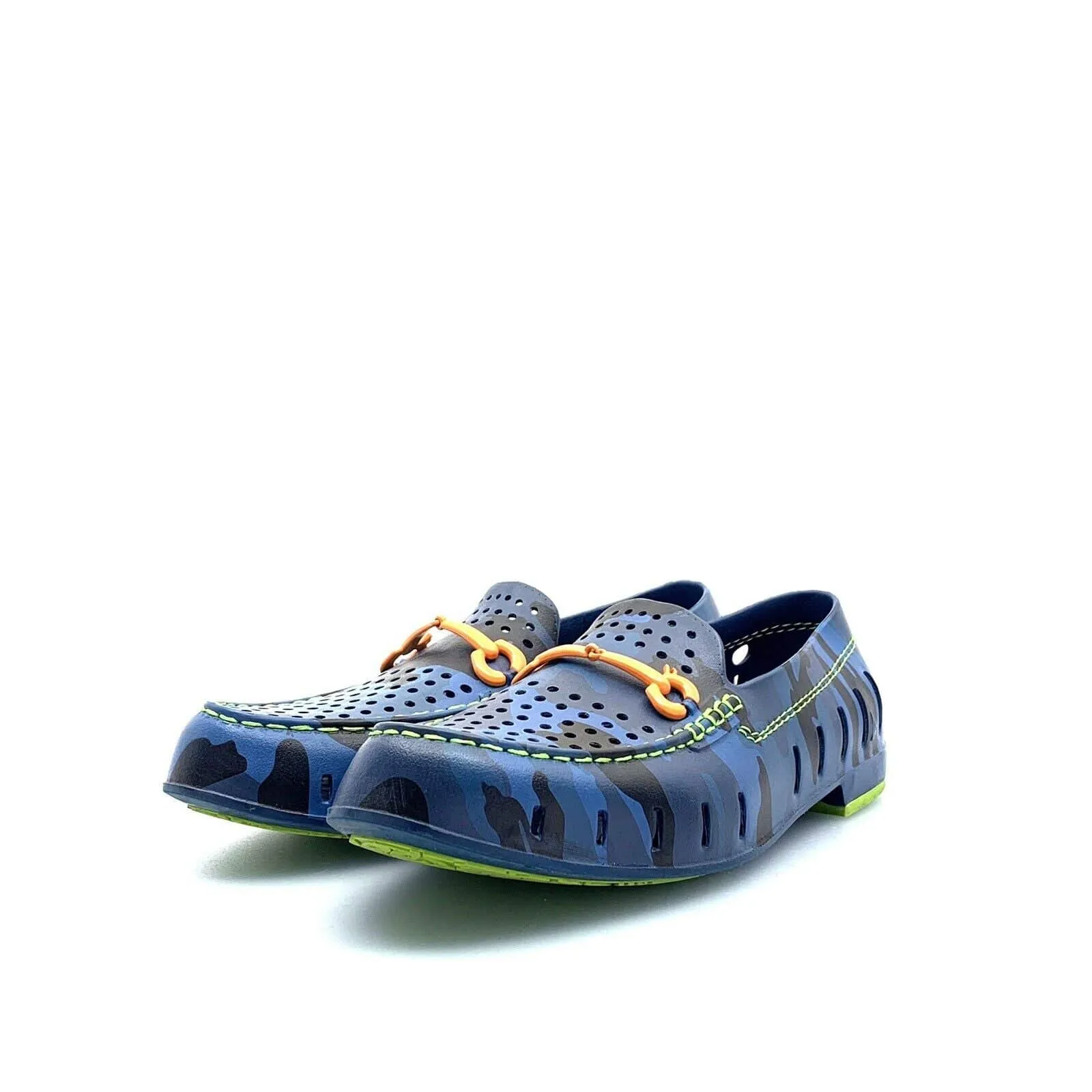 Floafers Mens Blue Camo Water Shoes | Size 11D | Durable Slip-On | Orange Chairman Bit | New