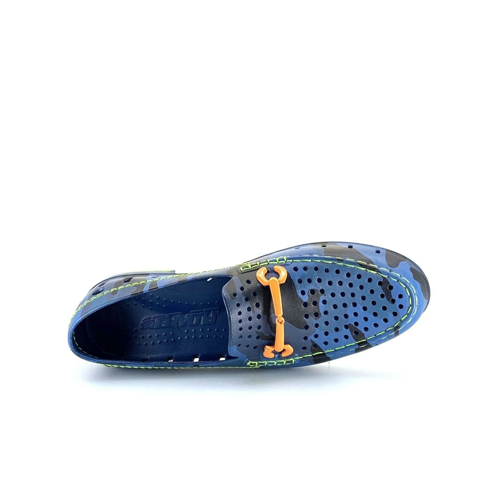 Floafers Mens Blue Camo Water Shoes | Size 11D | Durable Slip-On | Orange Chairman Bit | New