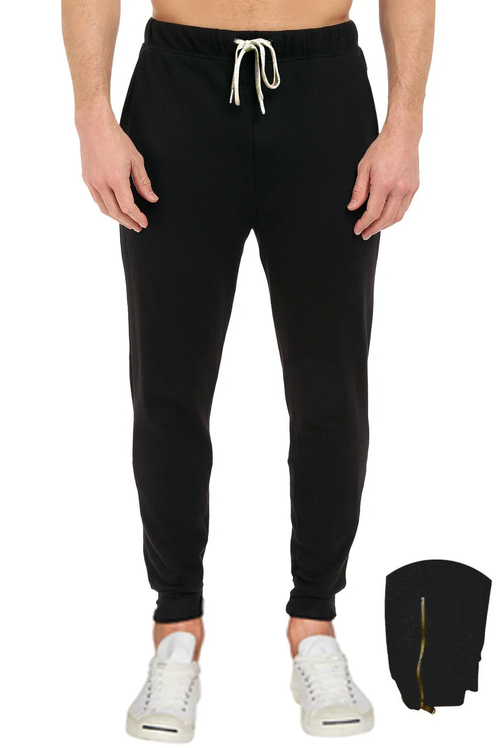 French Terry Fleece Pants With Leg Zipper