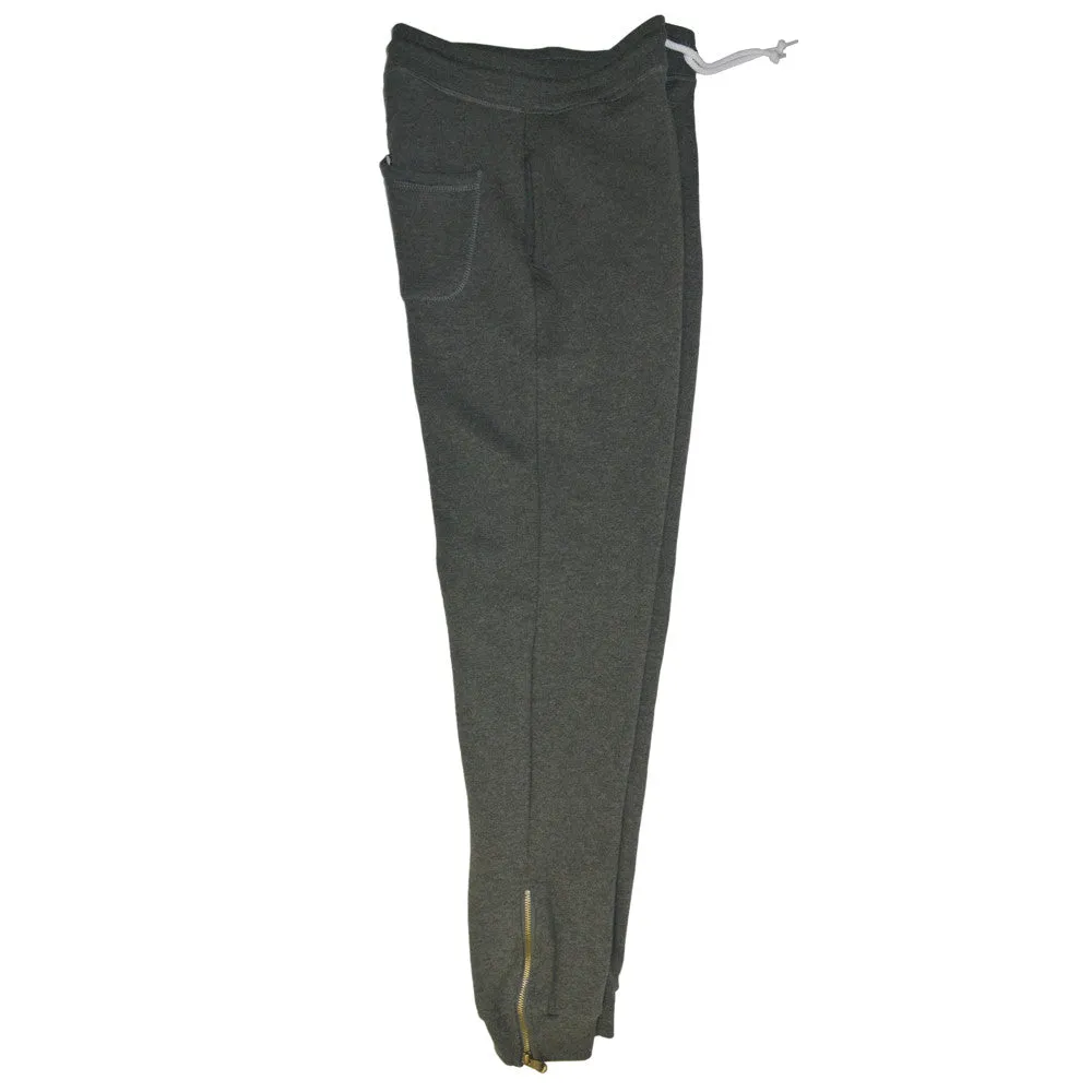 French Terry Fleece Pants With Leg Zipper