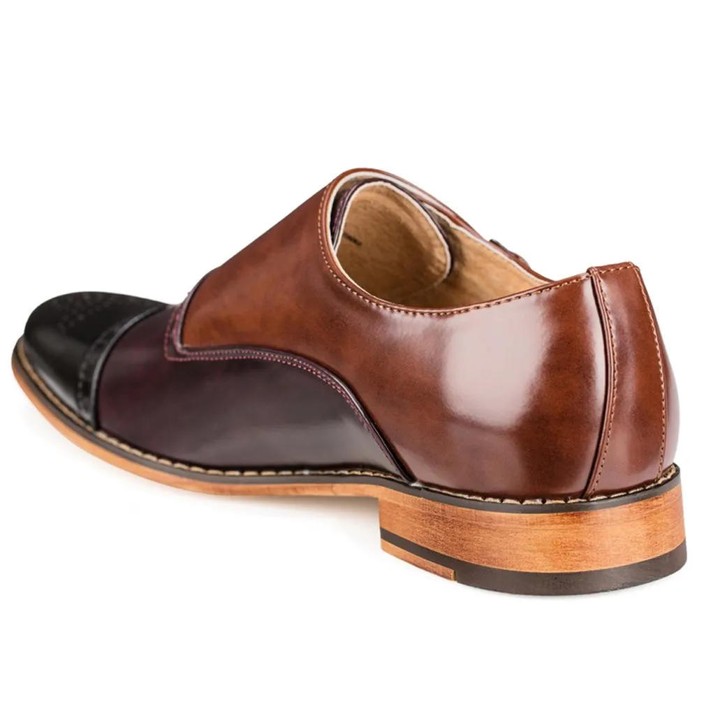 Gino Vitale Men's Three Tone Monk Strap Dress Shoes