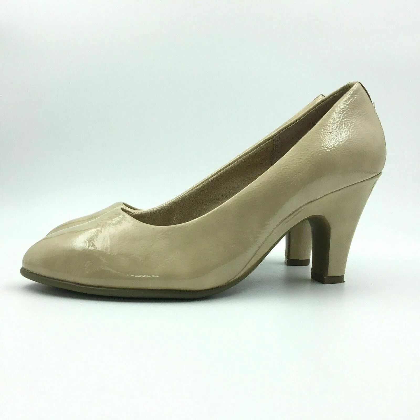 Glamorous Aerosoles Womens Leather Heels Shoes Cream Yellow Size 9.5W