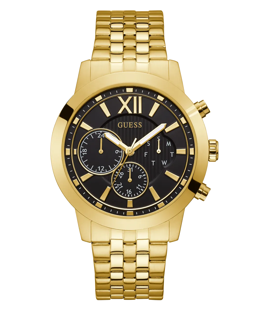 GUESS Mens Gold Tone Multi-function Watch