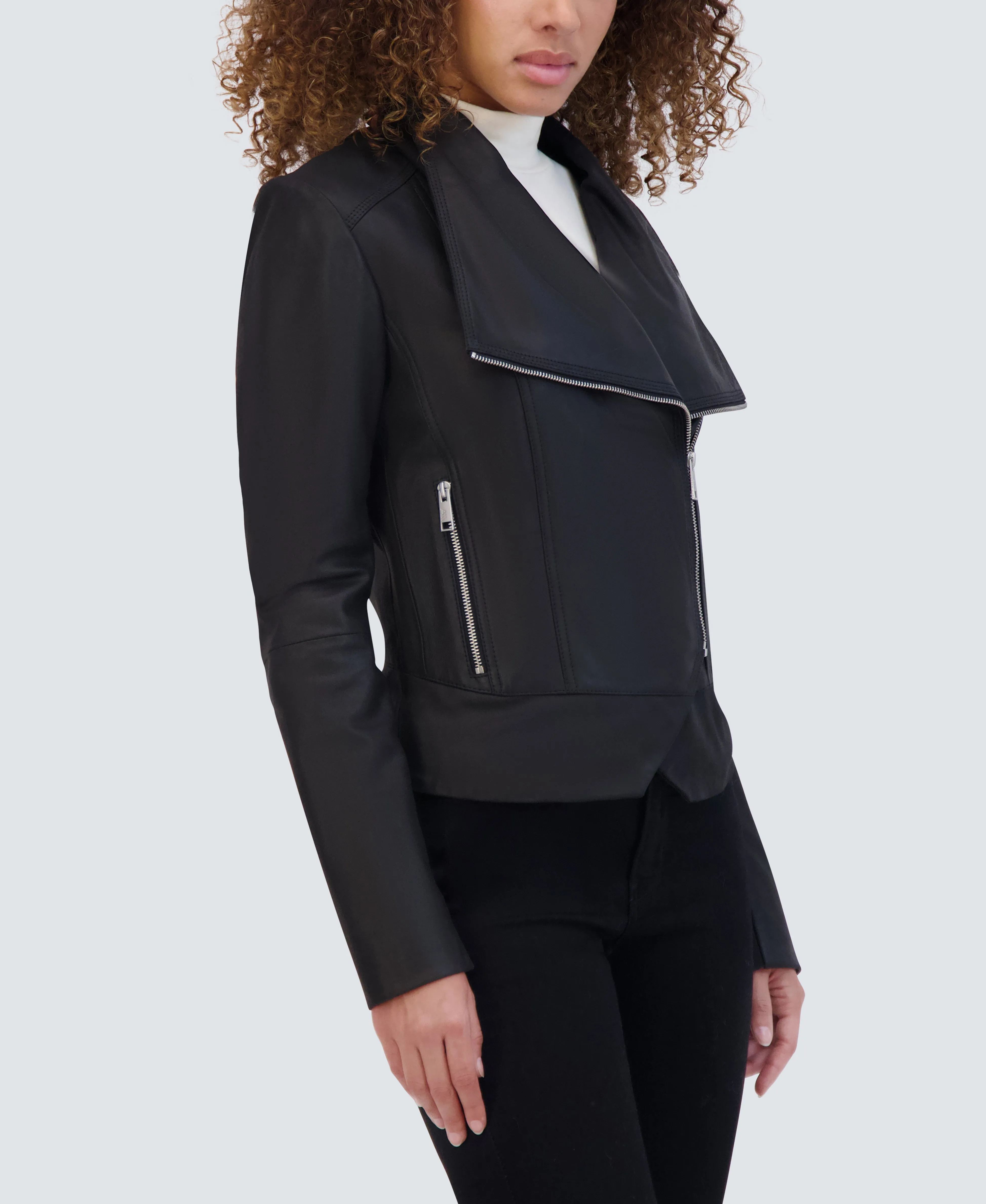 Hattie Asymmetrical Leather Jacket