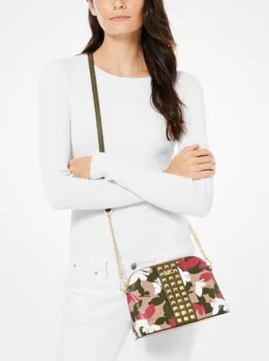 Large Butterfly Camo Leather Dome Crossbody