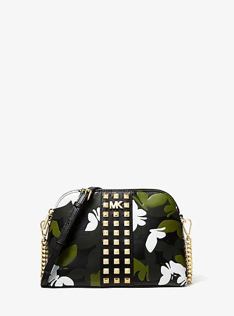 Large Butterfly Camo Leather Dome Crossbody