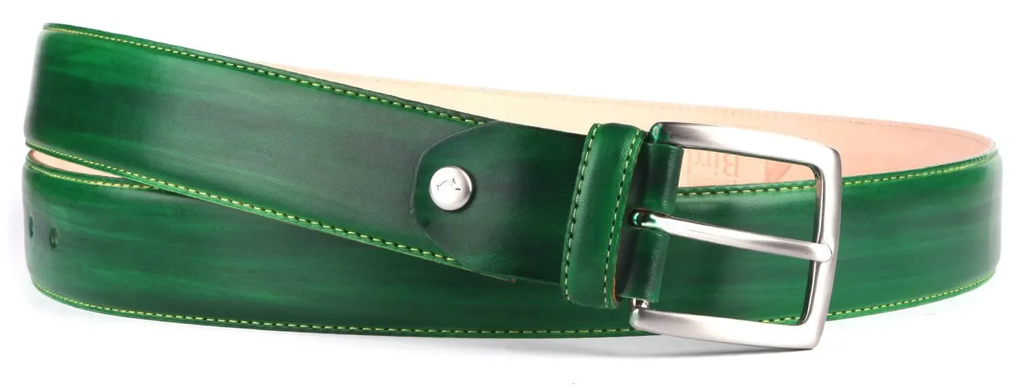 Leather Belt Custom Patina Green