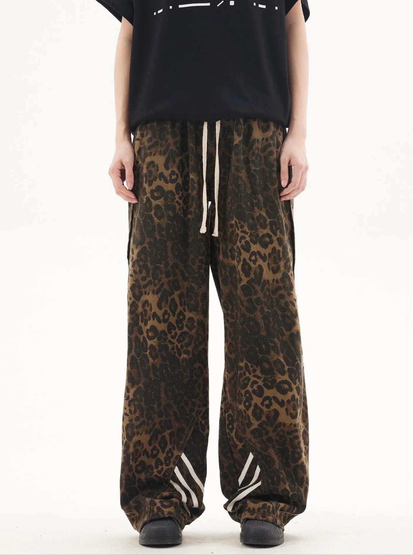 Leopard Stripe | Loose Streetstyle Drawstring Pants