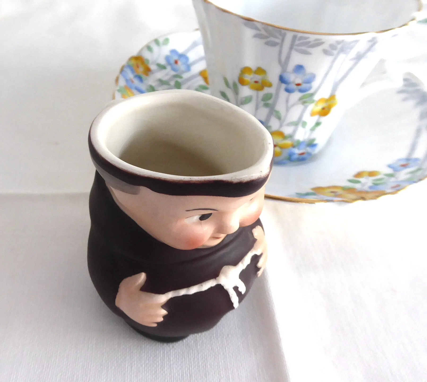 Little Monk Friar Tuck Hummel Cream Jug West Germany Black Shoes 1950s Creamer