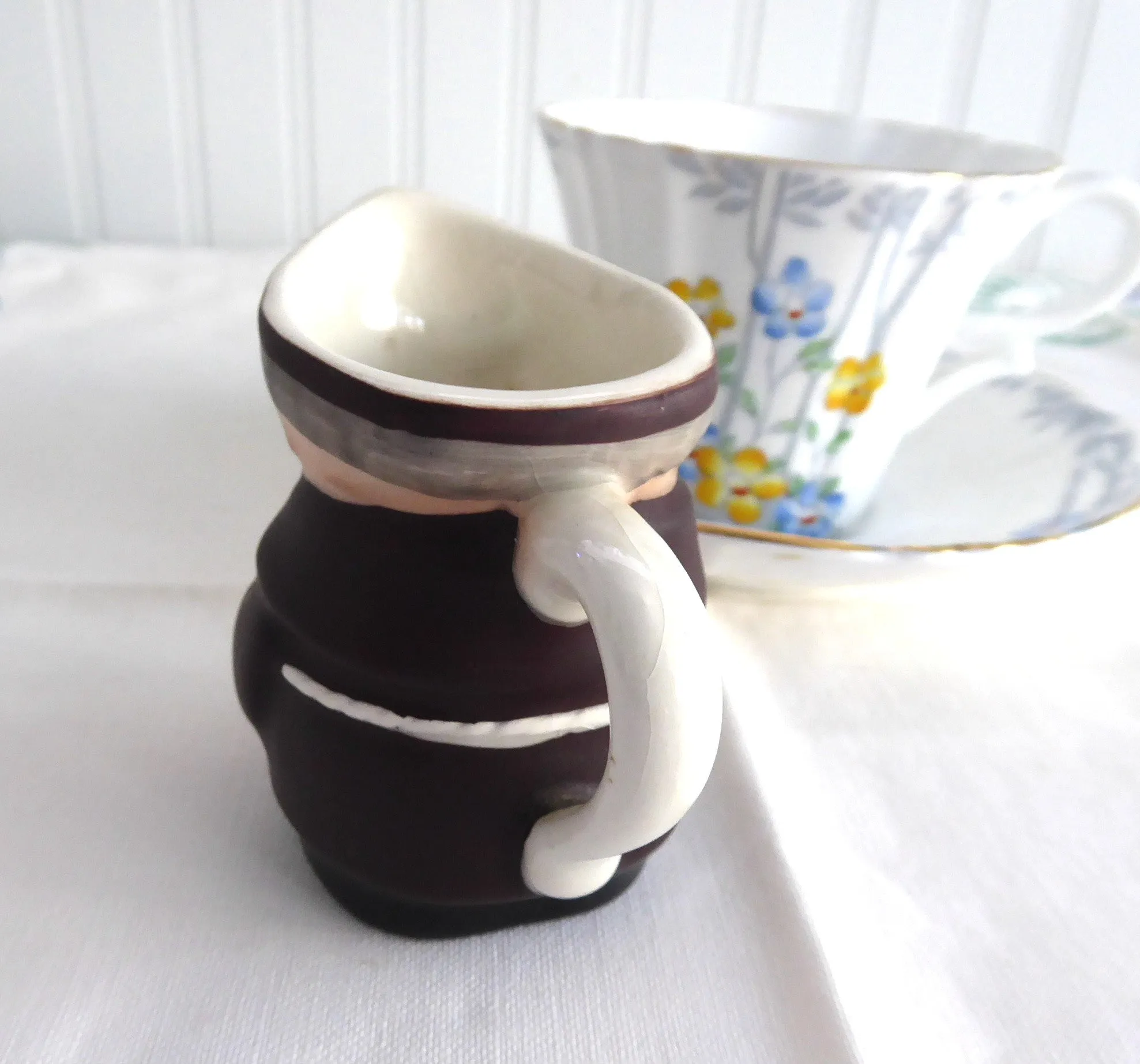 Little Monk Friar Tuck Hummel Cream Jug West Germany Black Shoes 1950s Creamer