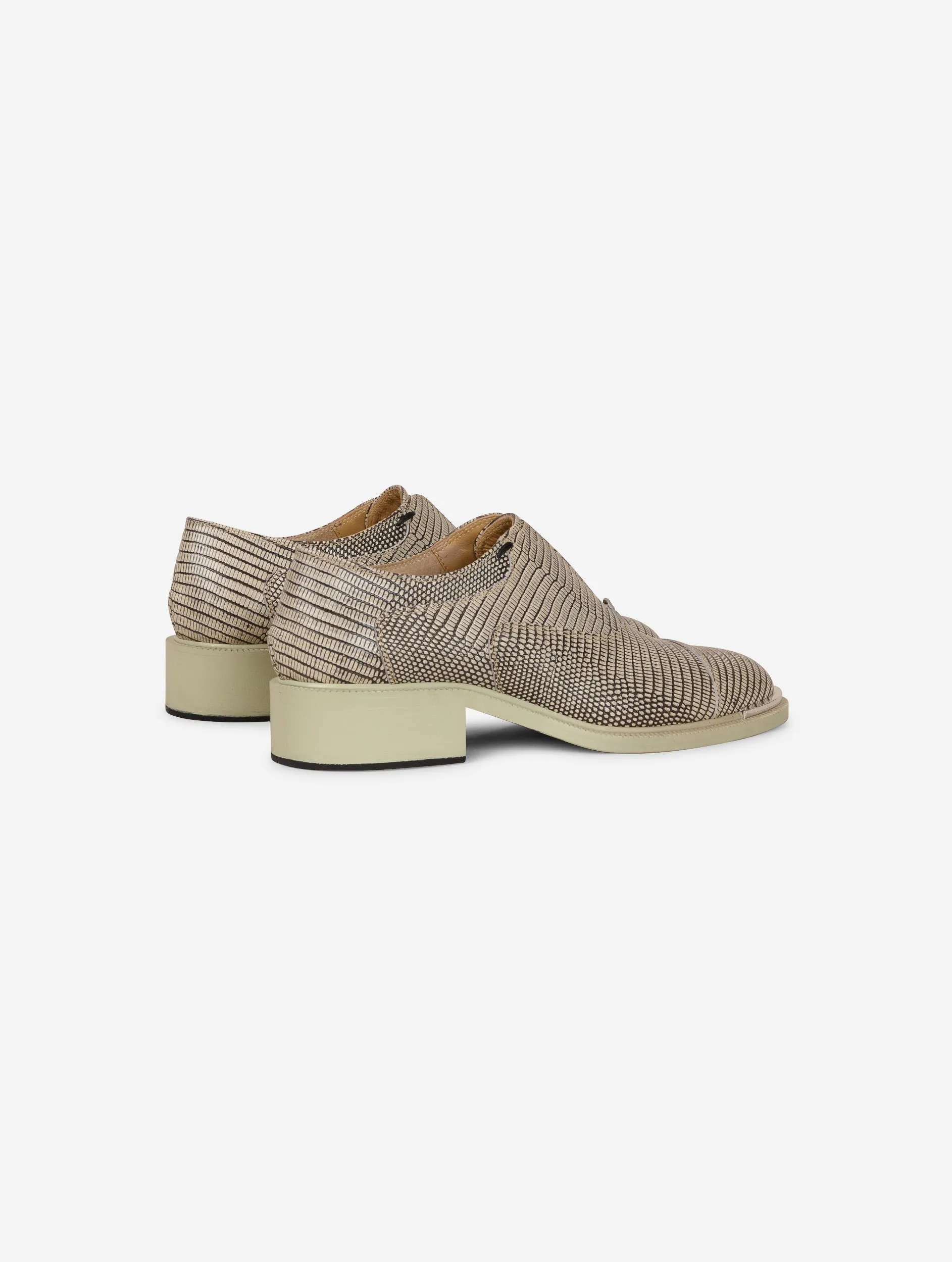 Lizard embossed leather derbies