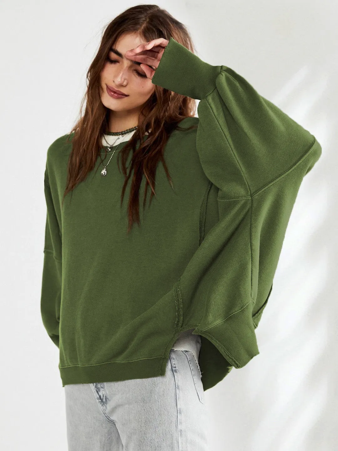 Loose Crew Neck Knit Top