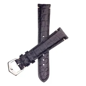 Matt Black Alligator Minimal Stitches Watch Strap