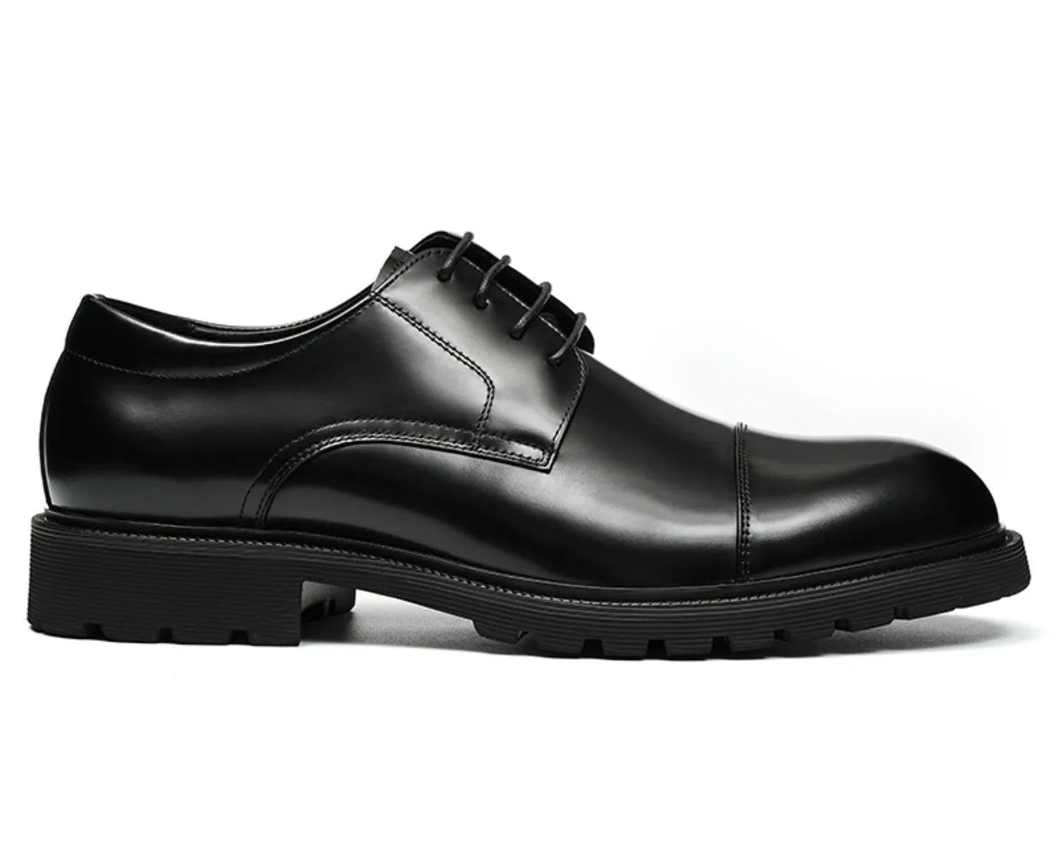 Men's Cap Toe Derby Shoes - Durable Rubber Sole, Classic Style Boots