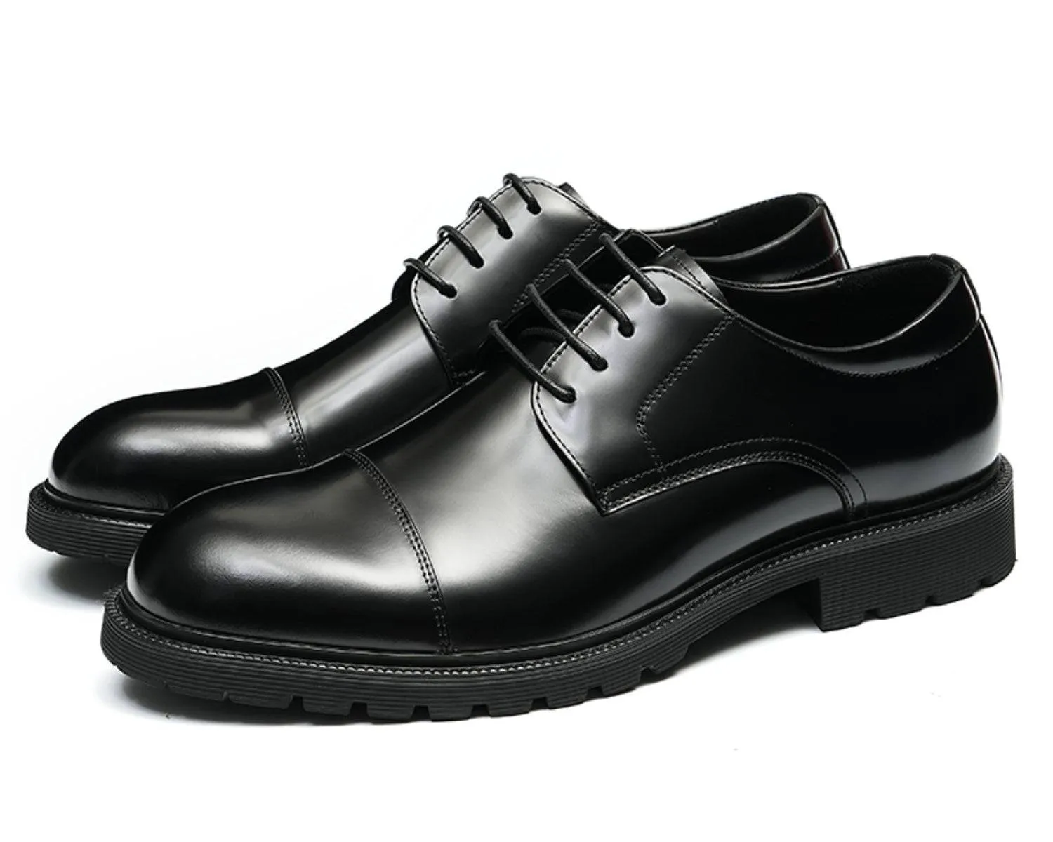 Men's Cap Toe Derby Shoes - Durable Rubber Sole, Classic Style Boots