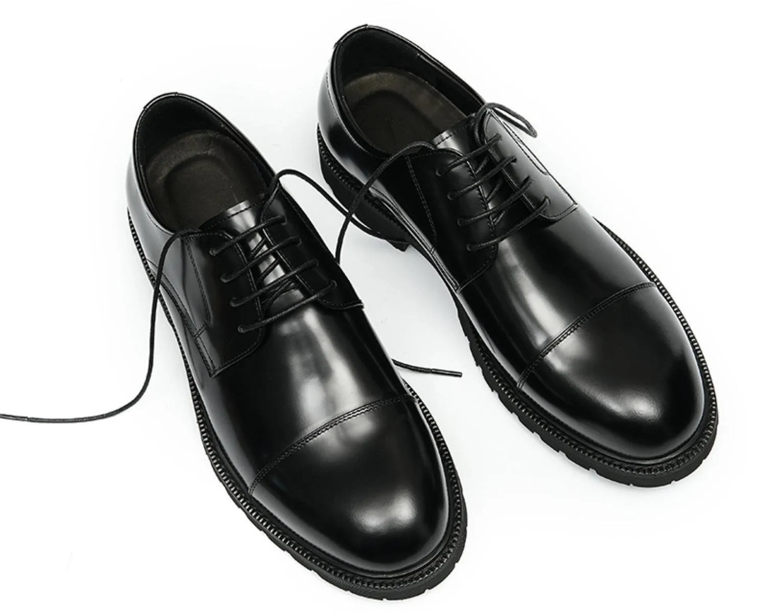 Men's Cap Toe Derby Shoes - Durable Rubber Sole, Classic Style Boots