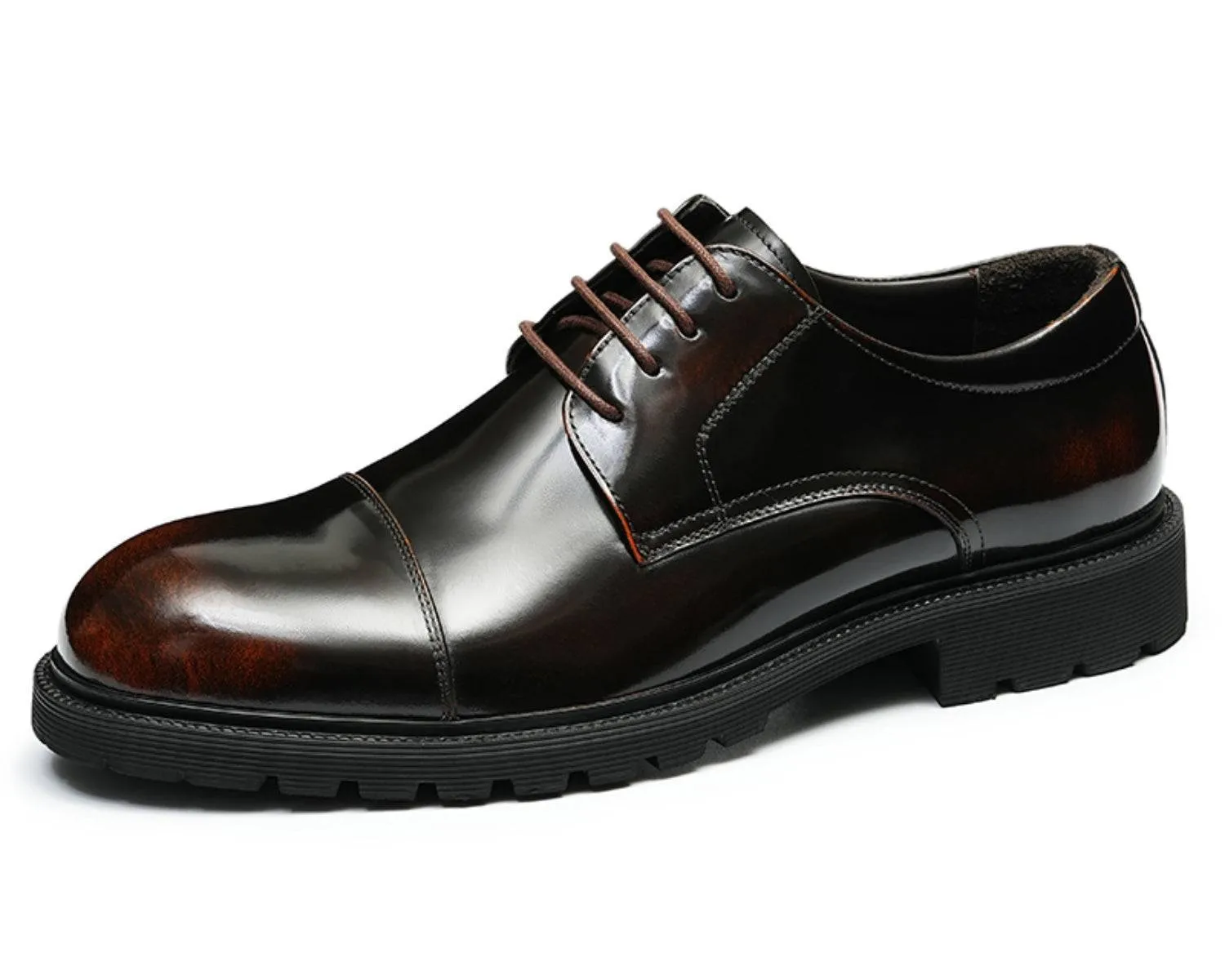 Men's Cap Toe Derby Shoes - Durable Rubber Sole, Classic Style Boots