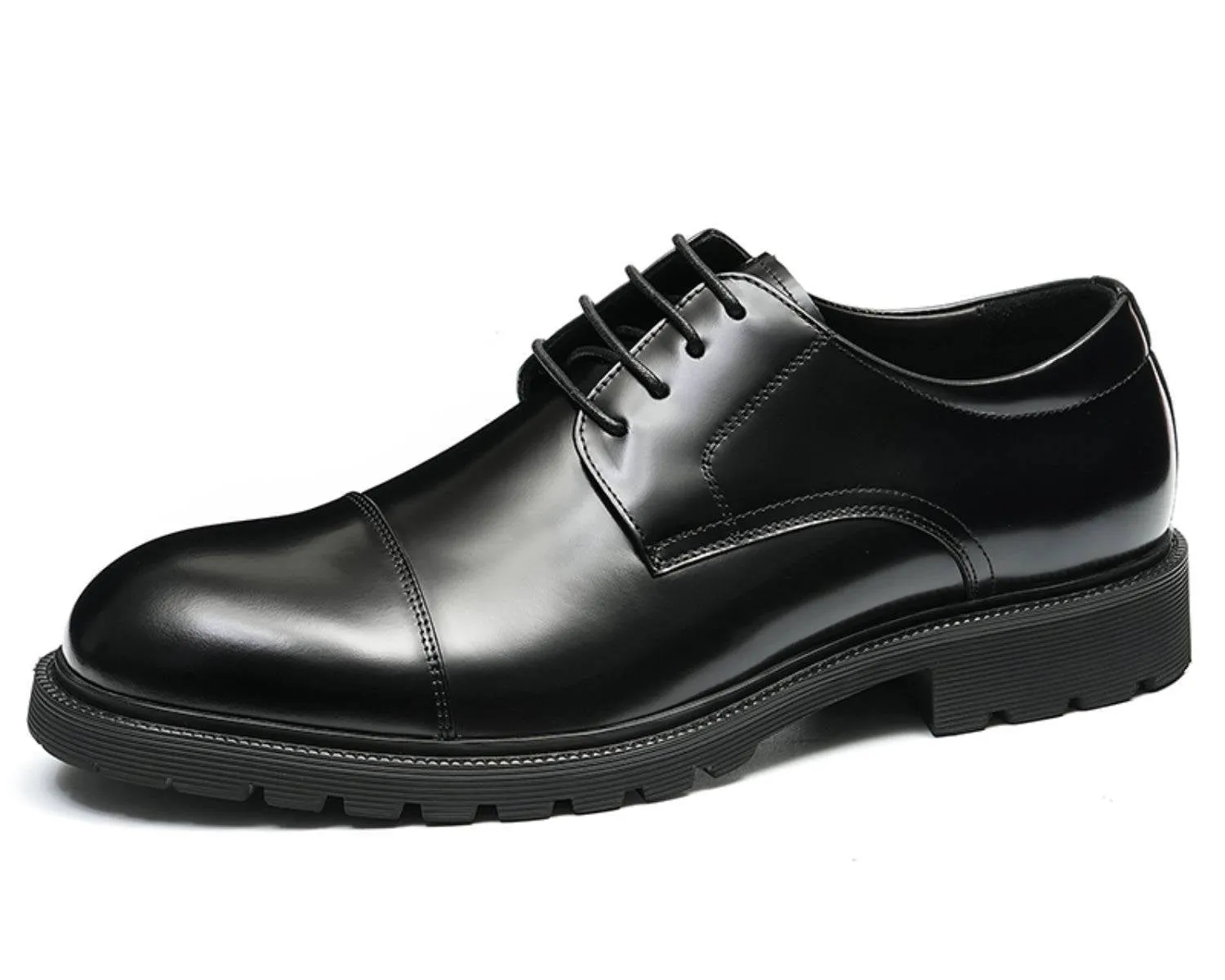 Men's Cap Toe Derby Shoes - Durable Rubber Sole, Classic Style Boots