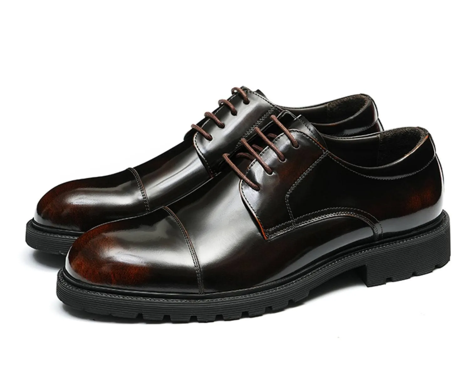 Men's Cap Toe Derby Shoes - Durable Rubber Sole, Classic Style Boots