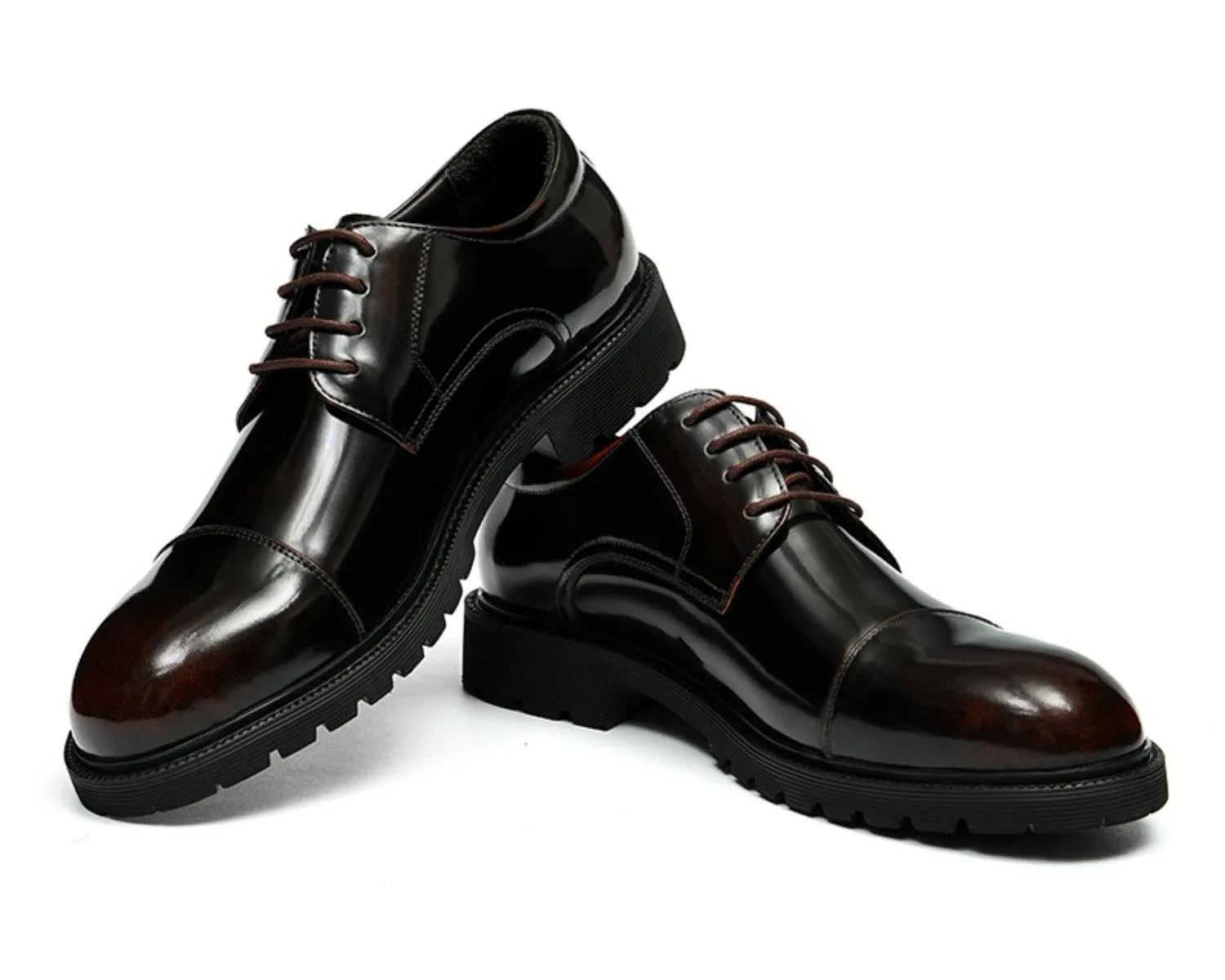 Men's Cap Toe Derby Shoes - Durable Rubber Sole, Classic Style Boots