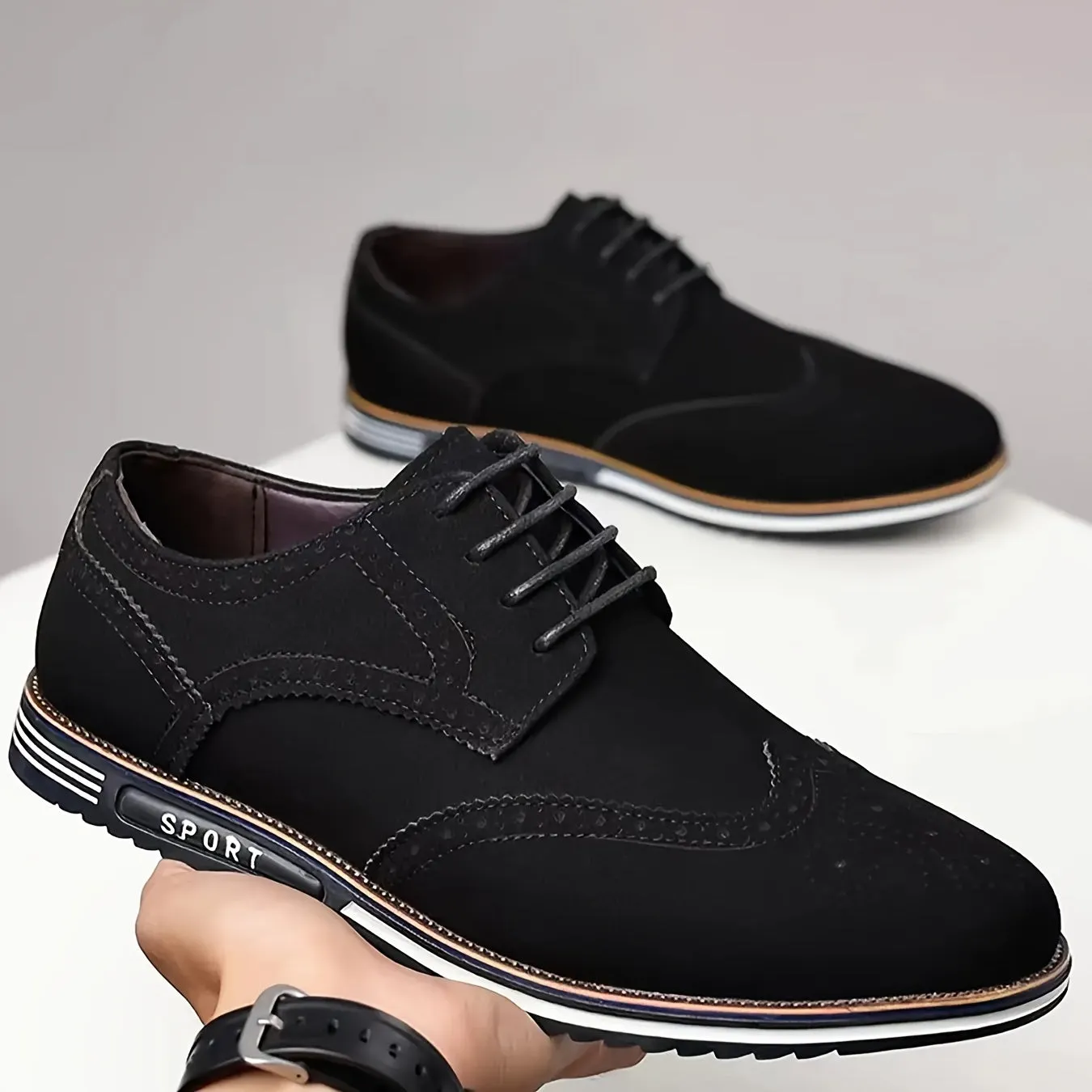 Men's Casual Wingtip Office Walking Derby Shoes