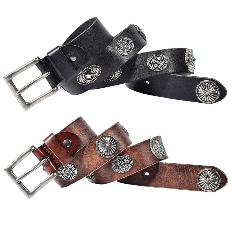 Men's Gothic Metal Floral Rivet Belt