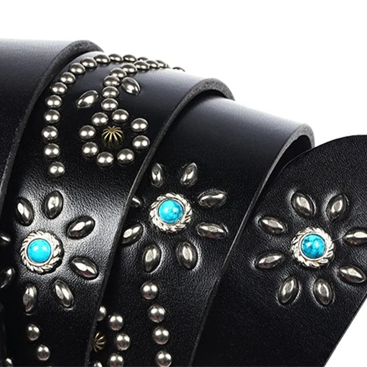 Men's Gothic Ox-head Floral Studded Belt