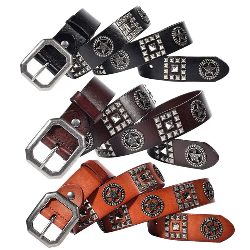 Men's Gothic Star Studded Belt