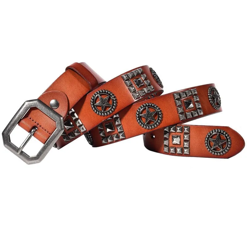 Men's Gothic Star Studded Belt