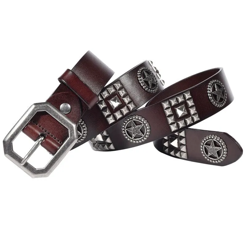 Men's Gothic Star Studded Belt