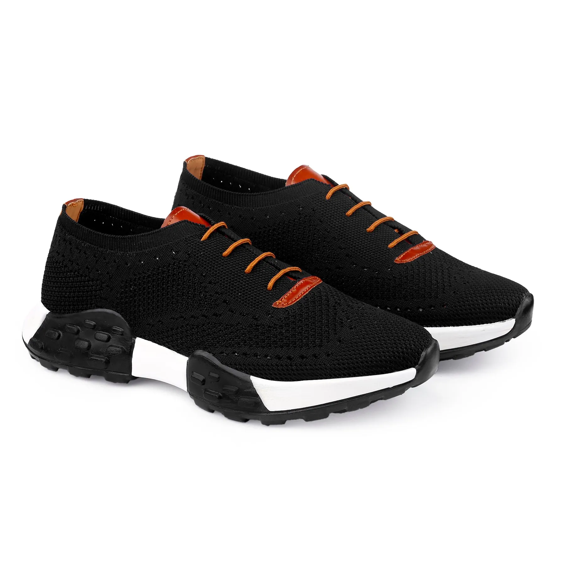 Men's Knitted Breathable Upper Casual Brogue Lace-Up Shoes