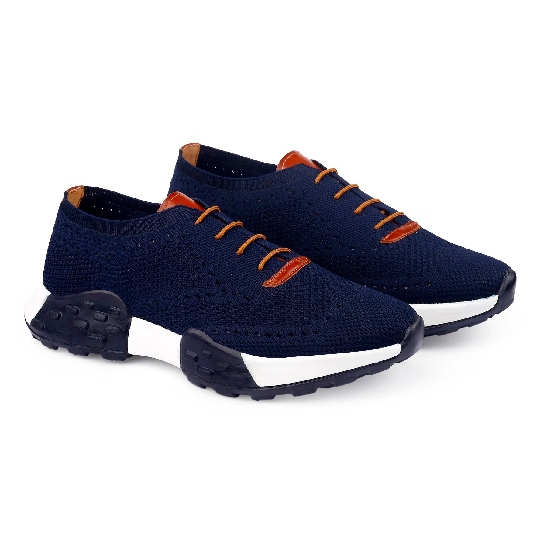 Men's Knitted Upper Casual Sports Lace-Up Running Shoes