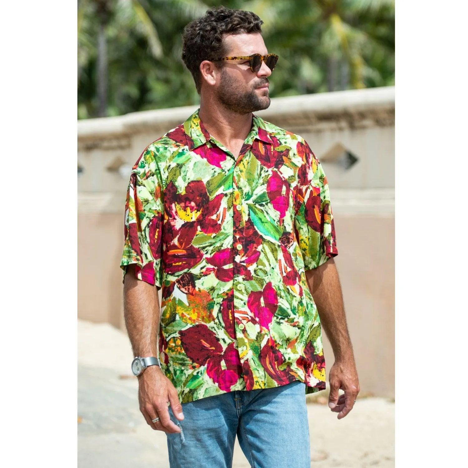 Men's Retro Shirt - Anthurium