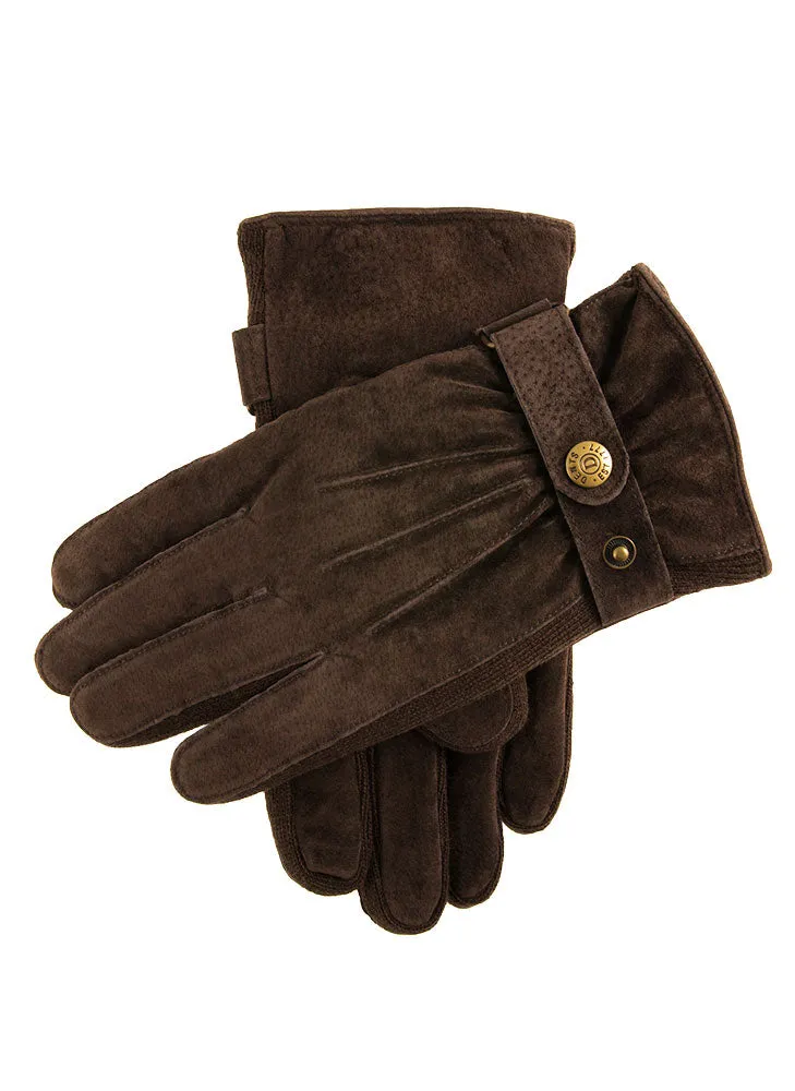 Men's Three-Point Fleece-Lined Suede Gloves