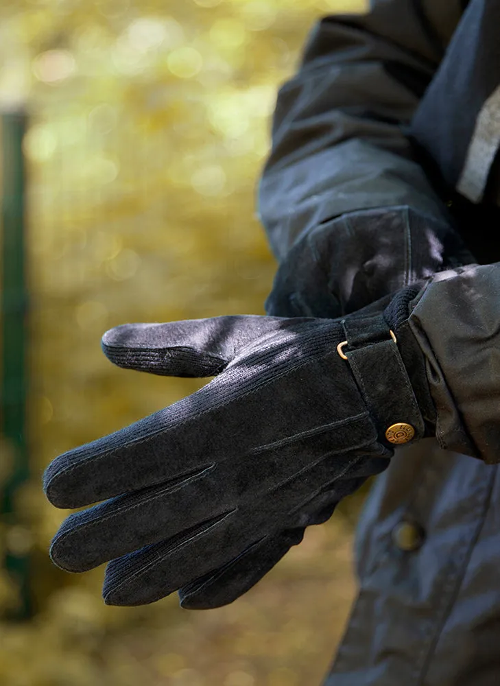 Men's Three-Point Fleece-Lined Suede Gloves