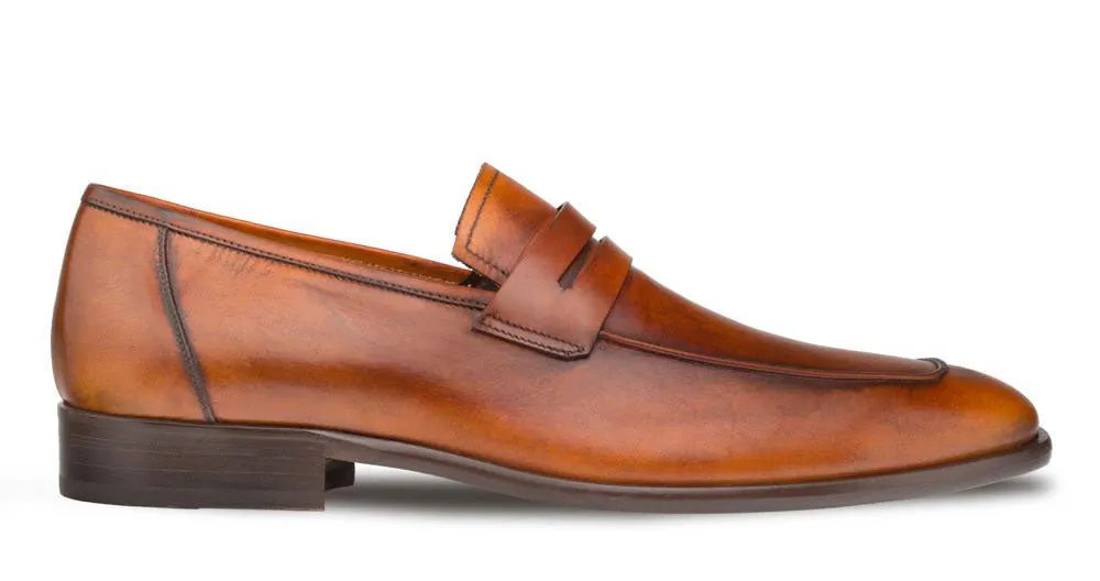 Mezlan Calfskin Penny Loafer Cognac