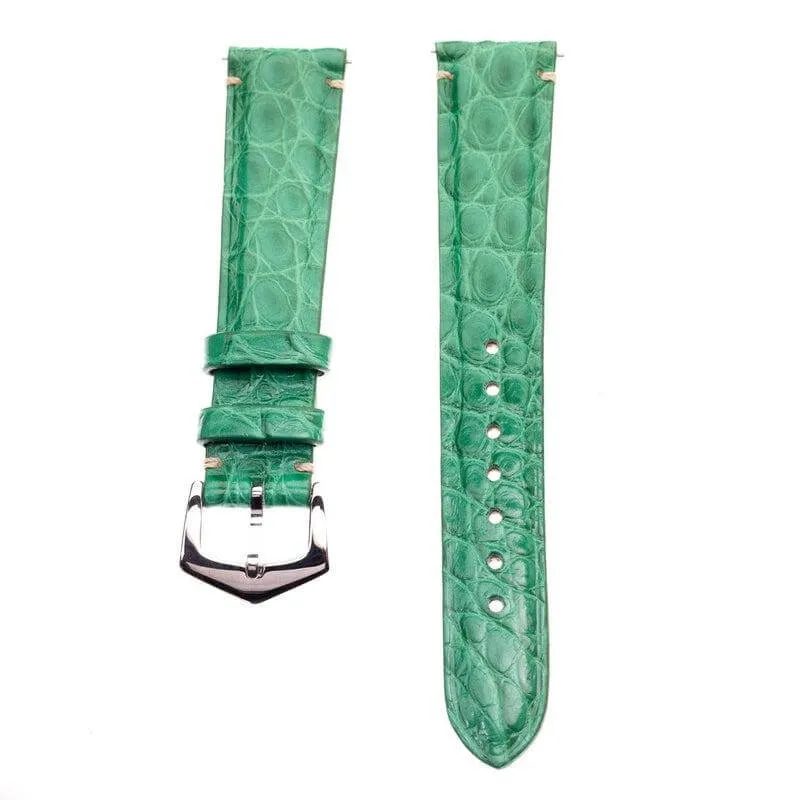 Millennium Green Alligator Minimal Stitches Watch Strap