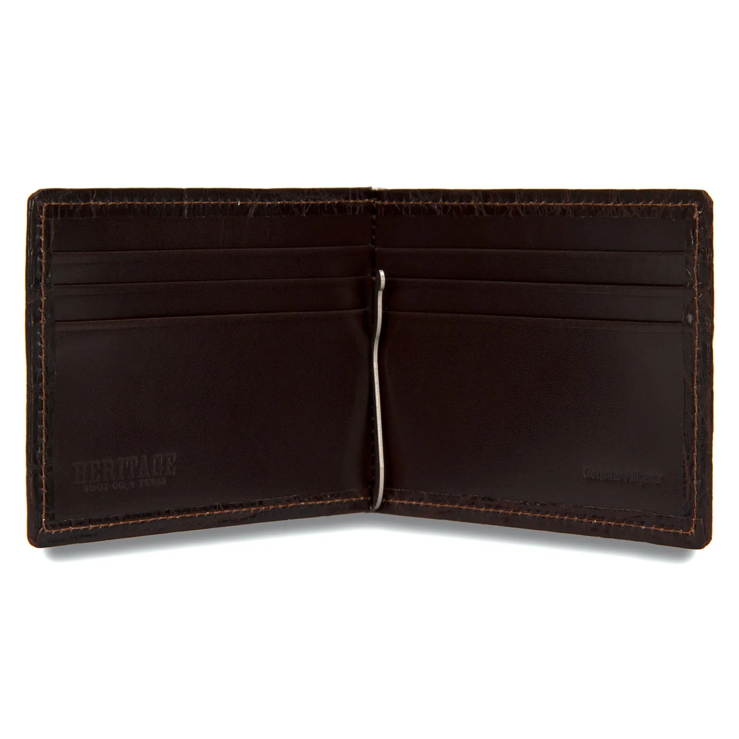 Money Clip in Brown Alligator