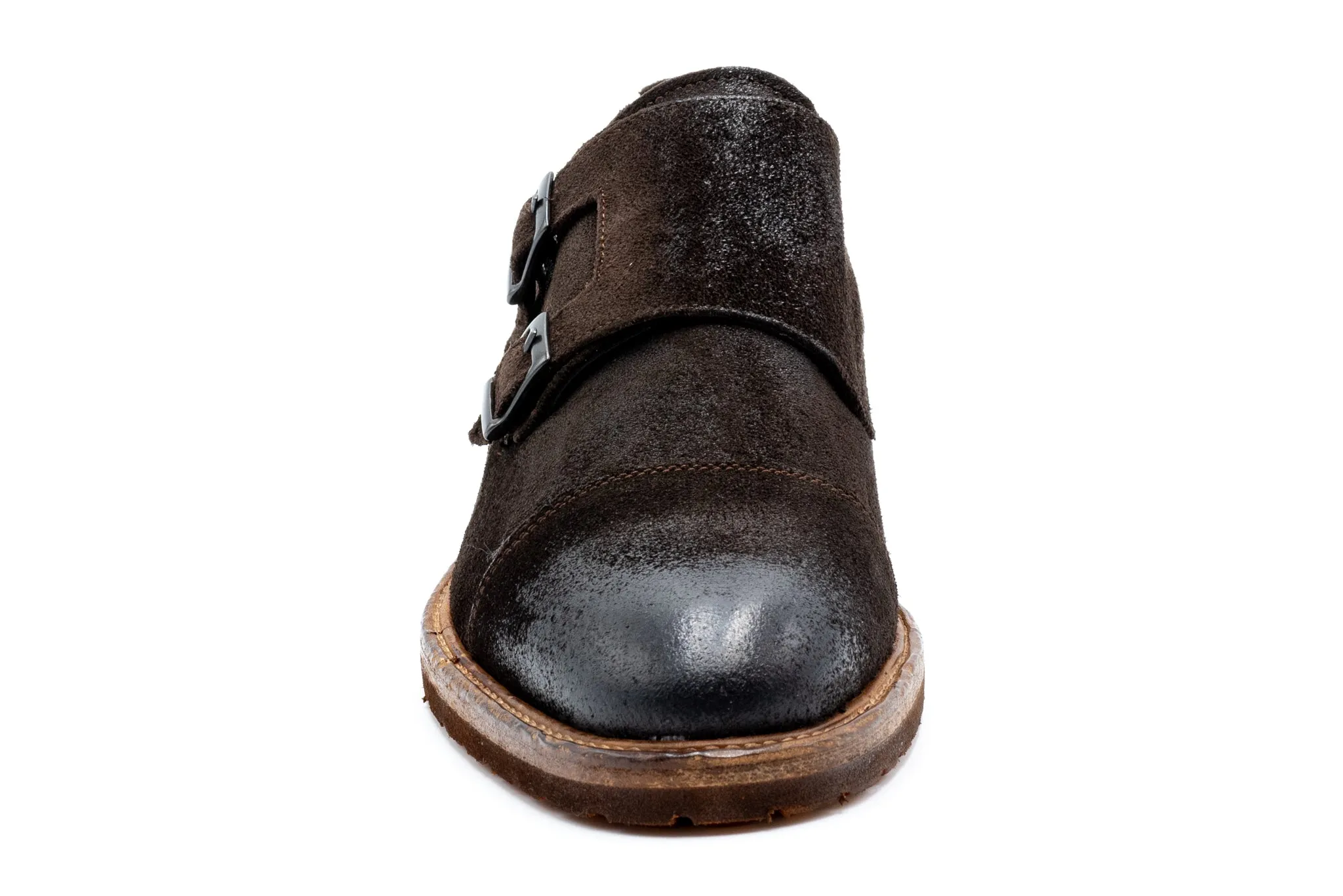 Napoli Italian Suede Double Monk - Black Walnut