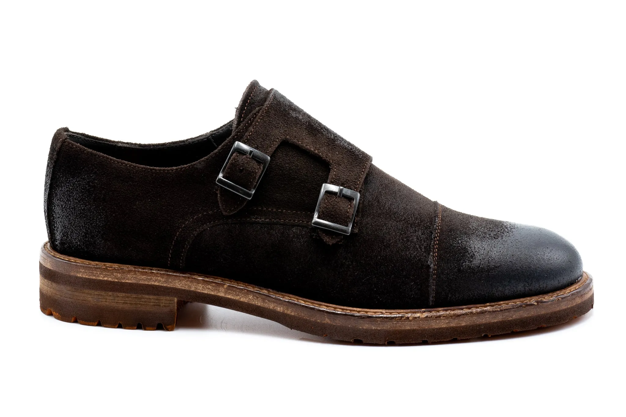 Napoli Italian Suede Double Monk - Black Walnut